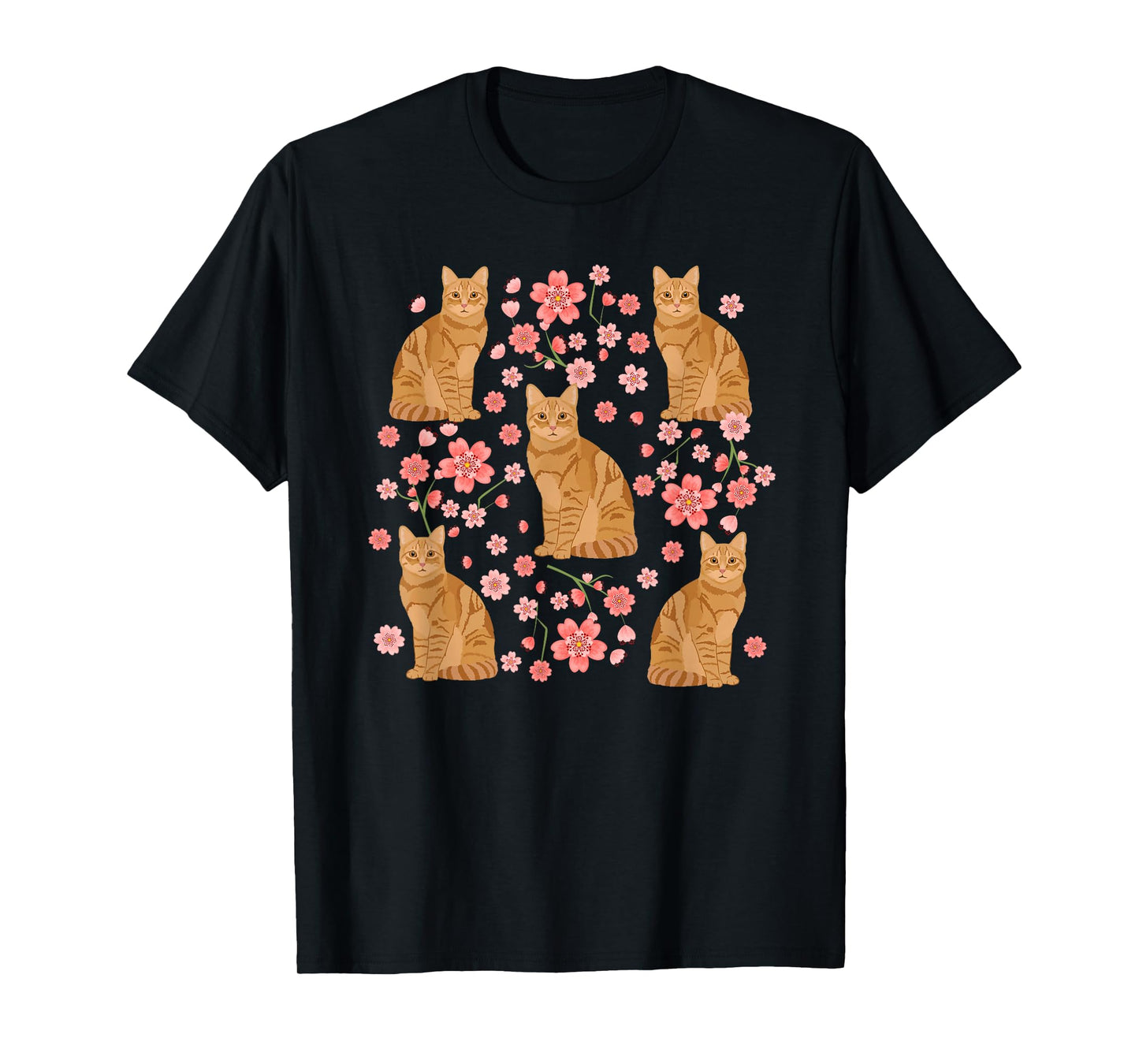 Orange Tabby Cat Owner Flowers Orange Tabby Cat Lover T-Shirt