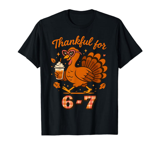 67 Thanksgiving for Girls Kids Turkey Pumpkin Spice Cute 6-7 T-Shirt