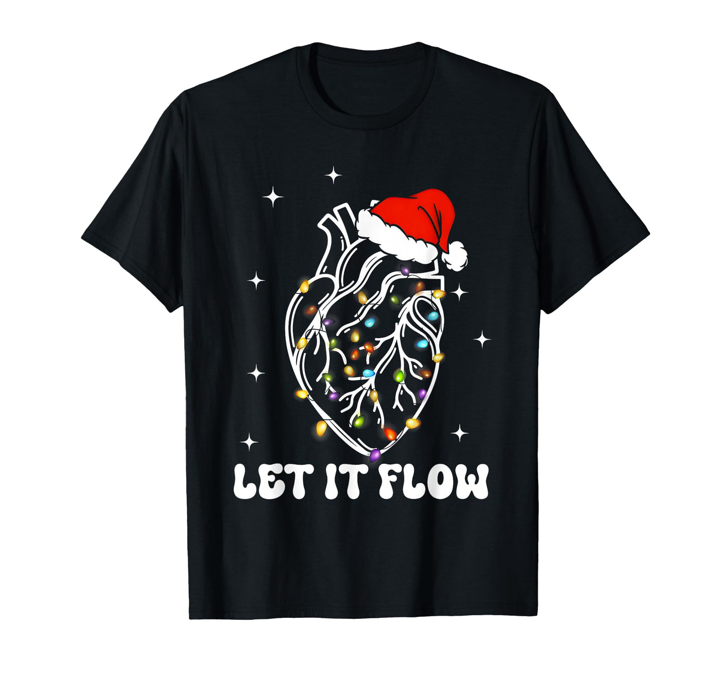Funny Let It Flow Anatomy Heart Cardiac Nurse Santa Hat Xmas T-Shirt