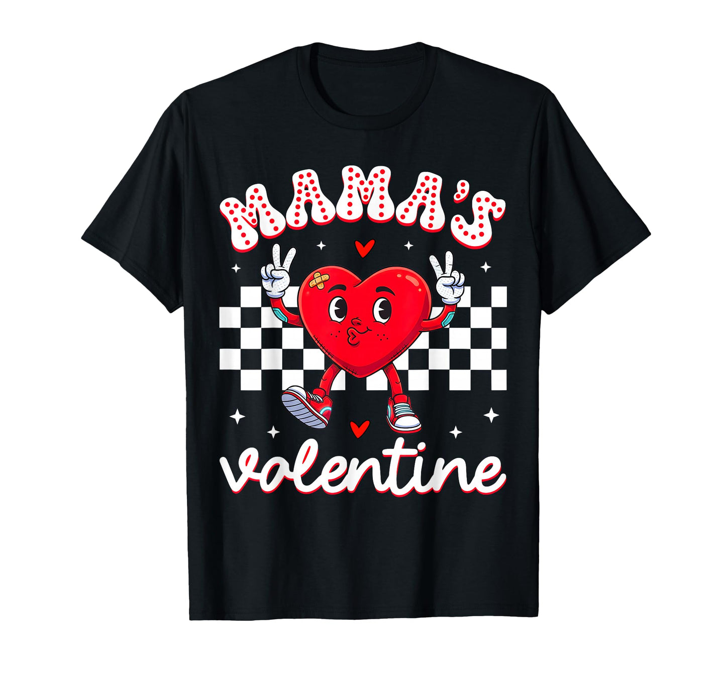 Mama's Valentine Heart Cute Kids Retro Groovy Boy Girl T-Shirt