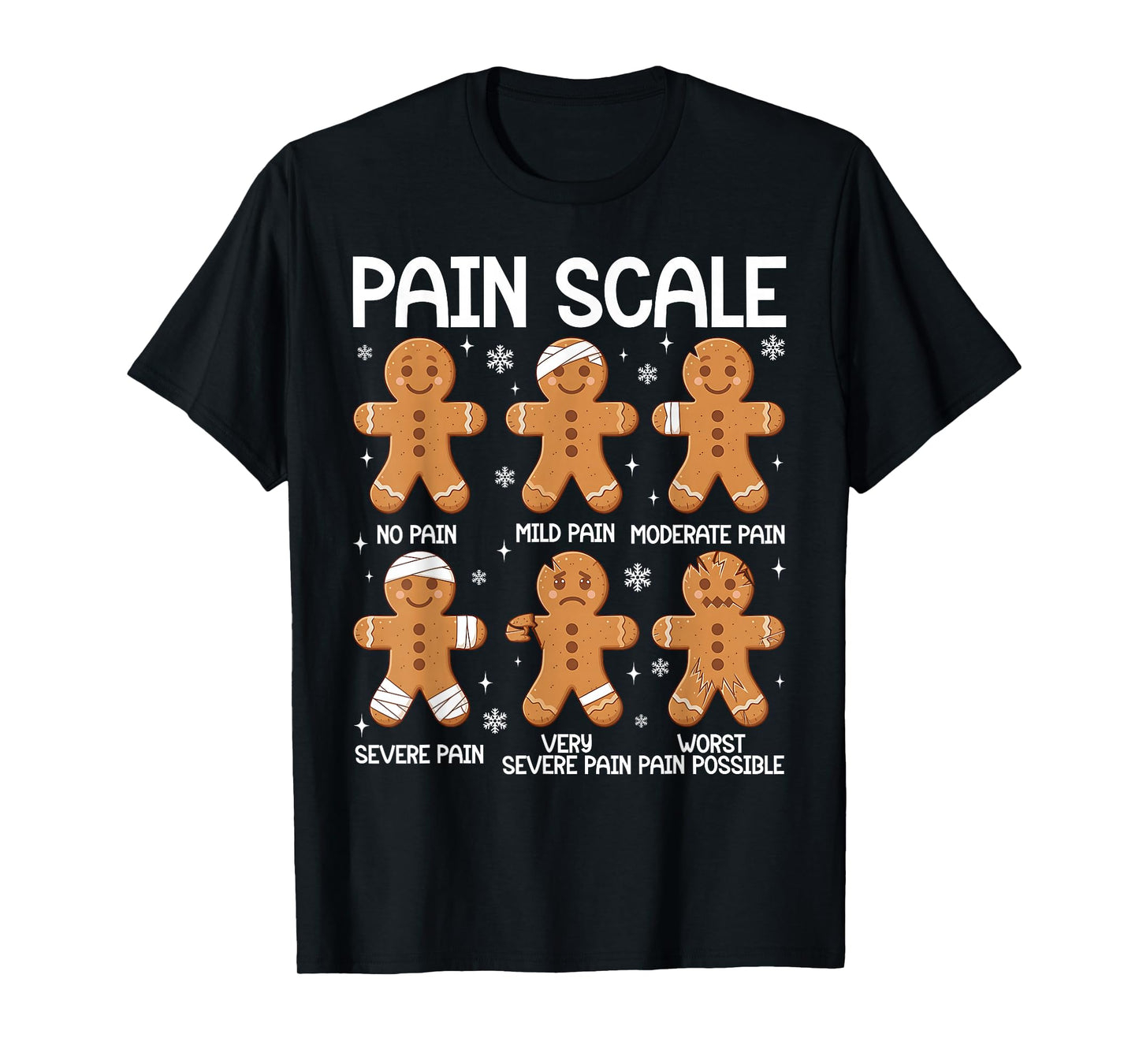 Nurse Christmas Pain Scale Assessment RN ER Gingerbread Man T-Shirt