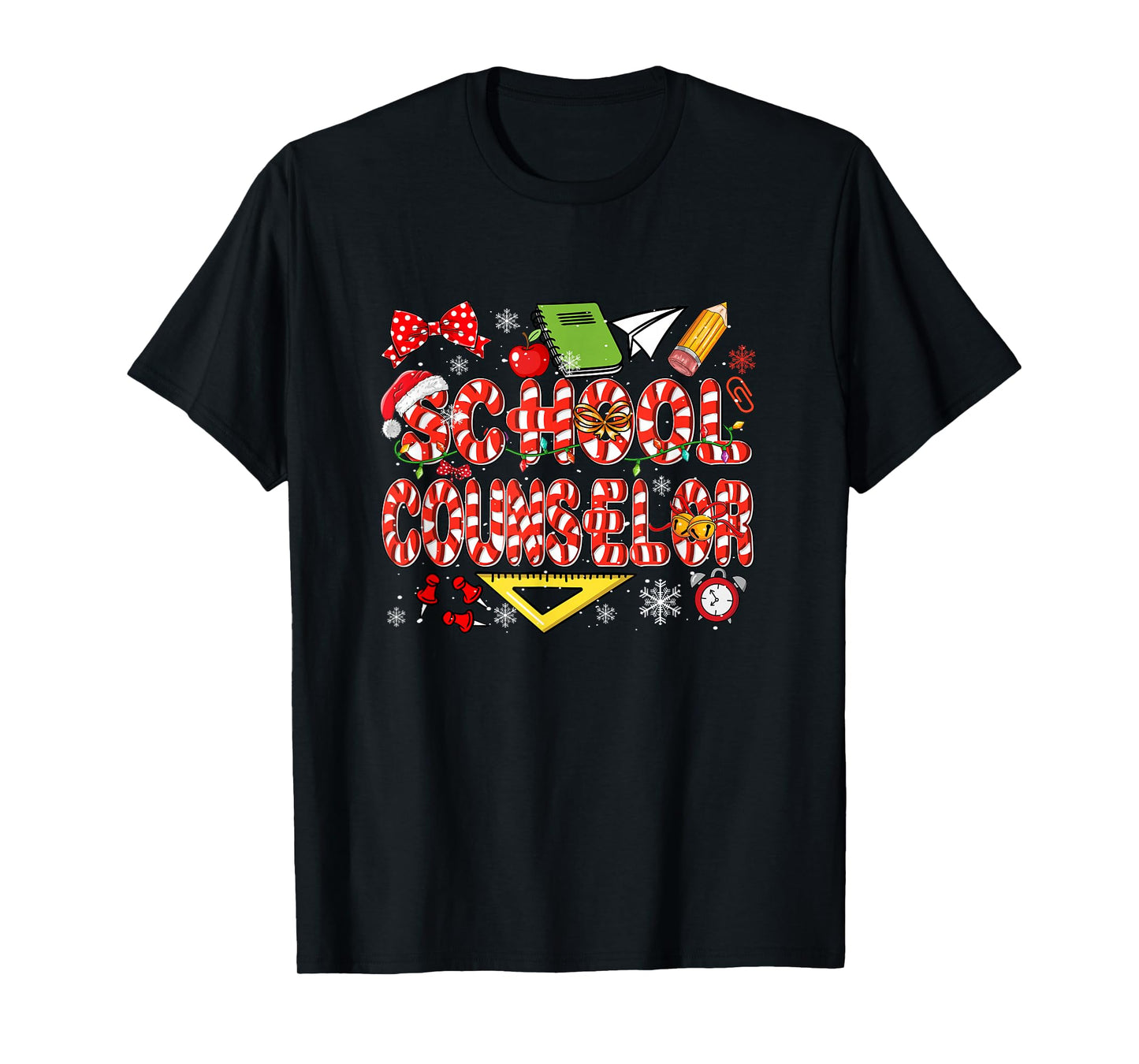 School Counselor Christmas Candy Canes Lover Funny Job Team T-Shirt