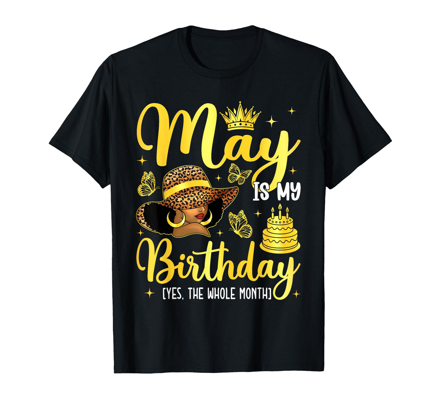 May Black Girl It's My Birthday Afro Woman Bday Month T-Shirt