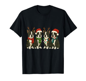 Boston Terrier Santa Hat Tee Dog Merry Christmas T-Shirt
