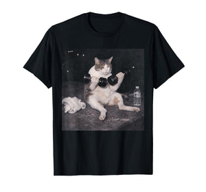 Funny Gym Cat Meme Vintage Weightlifting Workout Day Humor T-Shirt