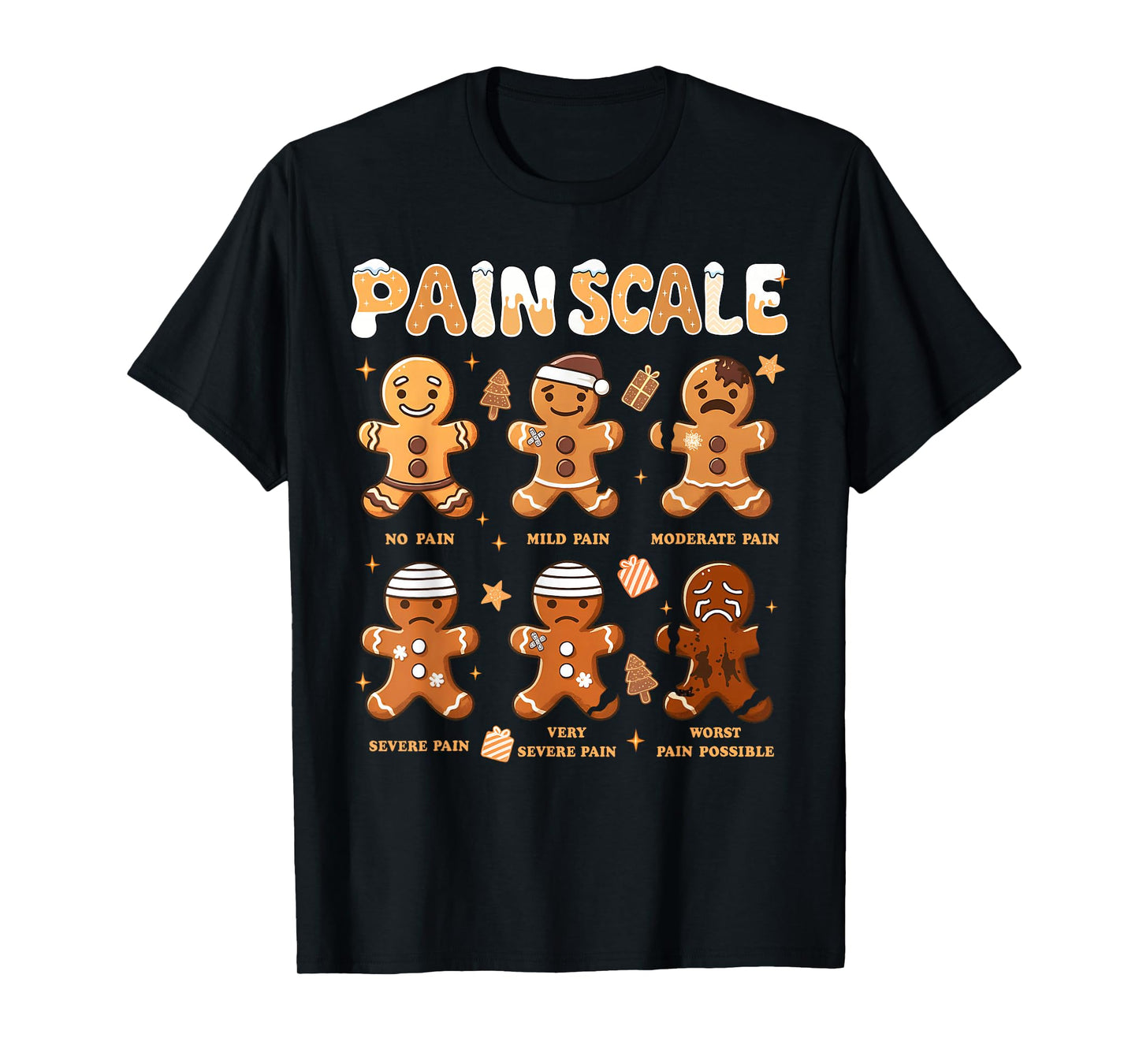 Pain Scale Funny Gingerbread Man Christmas Nurse Holiday T-Shirt