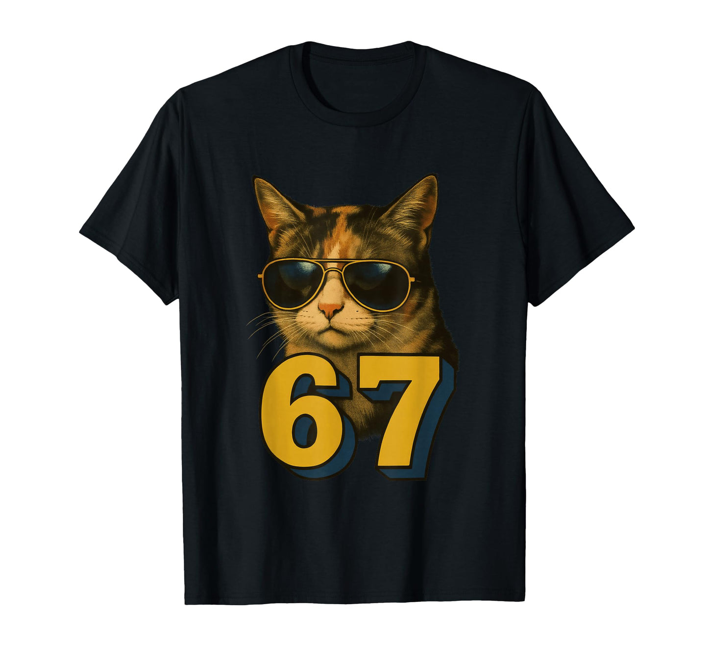 Funny 67 Meme Trend 6 7 Cat Six Seven Viral Youth Slang T-Shirt
