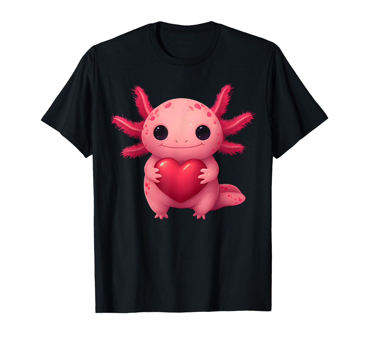 Valentine Cute Pink Axolotl Lovers Heart Girl Women Kid T-Shirt