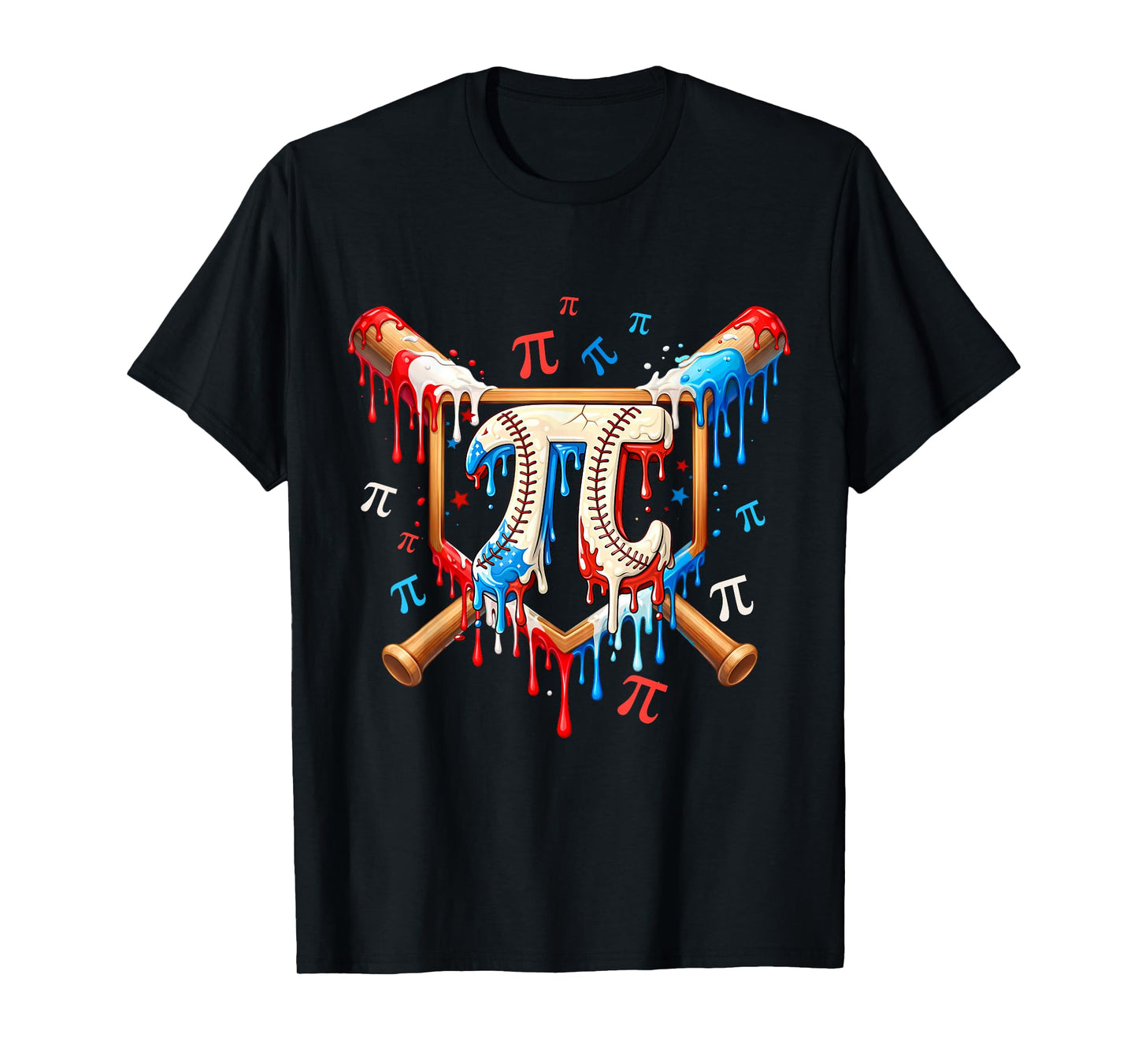 Happy Pi Day Baseball 3.14 Pi Symbol Kids Ice Cream Drip Boy T-Shirt