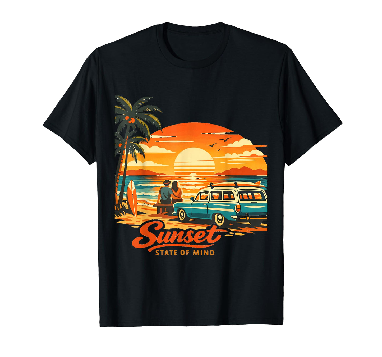 Beach Vibes 60s Sunset Surfers Retro T-Shirt