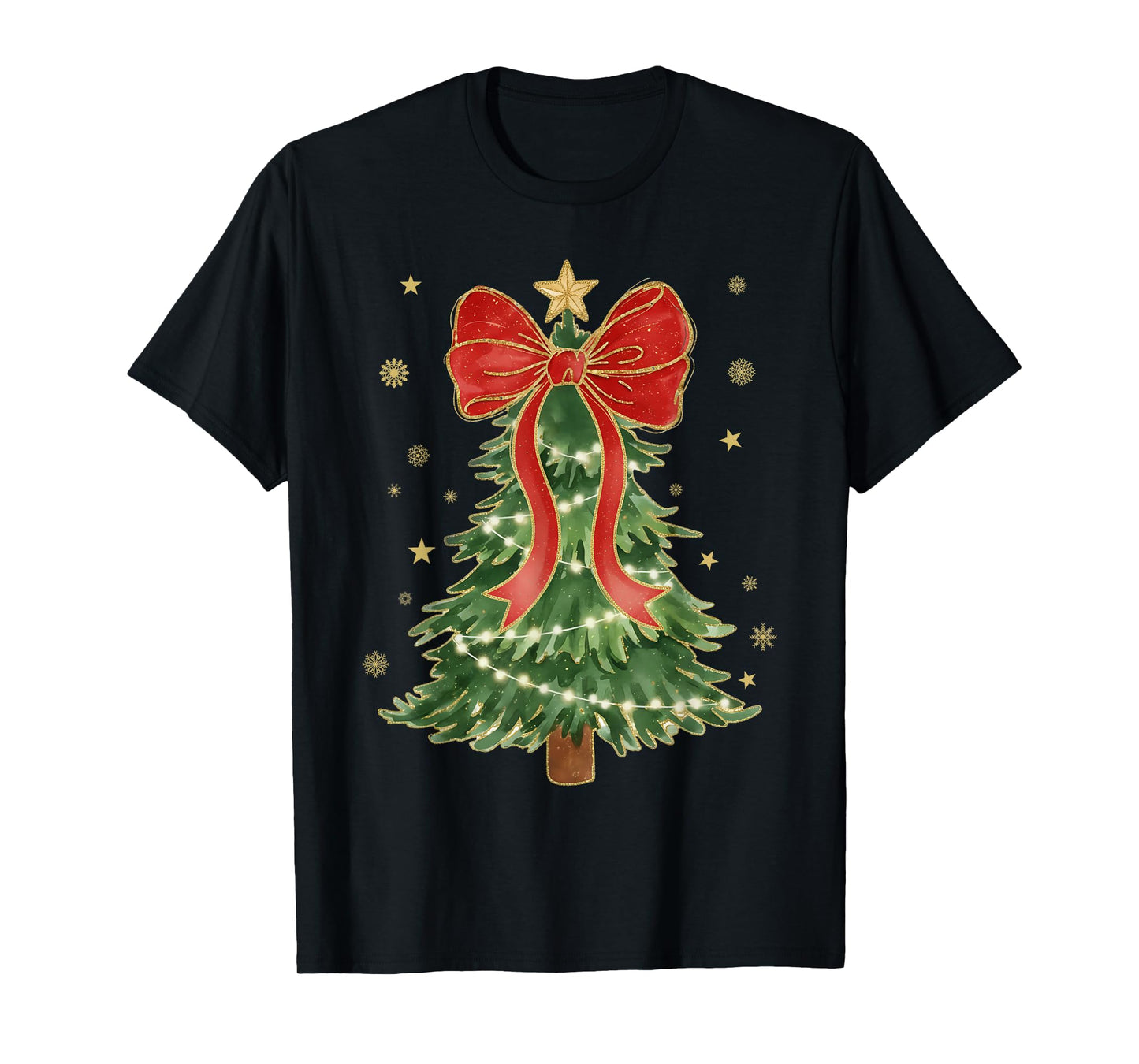 Coquette Bow Christmas Tree Xmas Holiday Girly Outfit Women T-Shirt