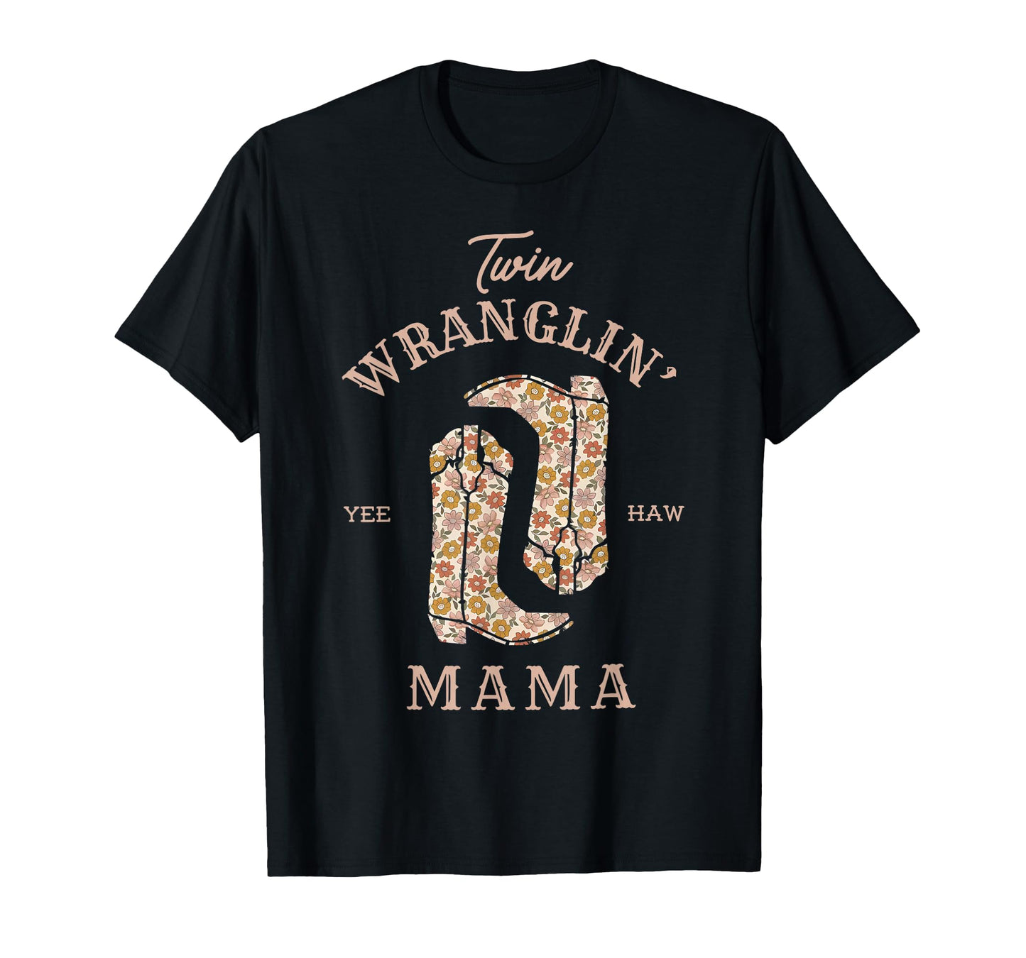 Twin Wranglin's Mama Pregnancy Announcement Baby Western Mom T-Shirt