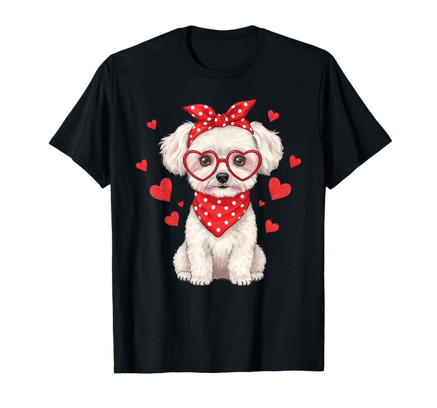Bichon Frise Dog Valentines Day Cute Heart Glasses Dog Lover T-Shirt