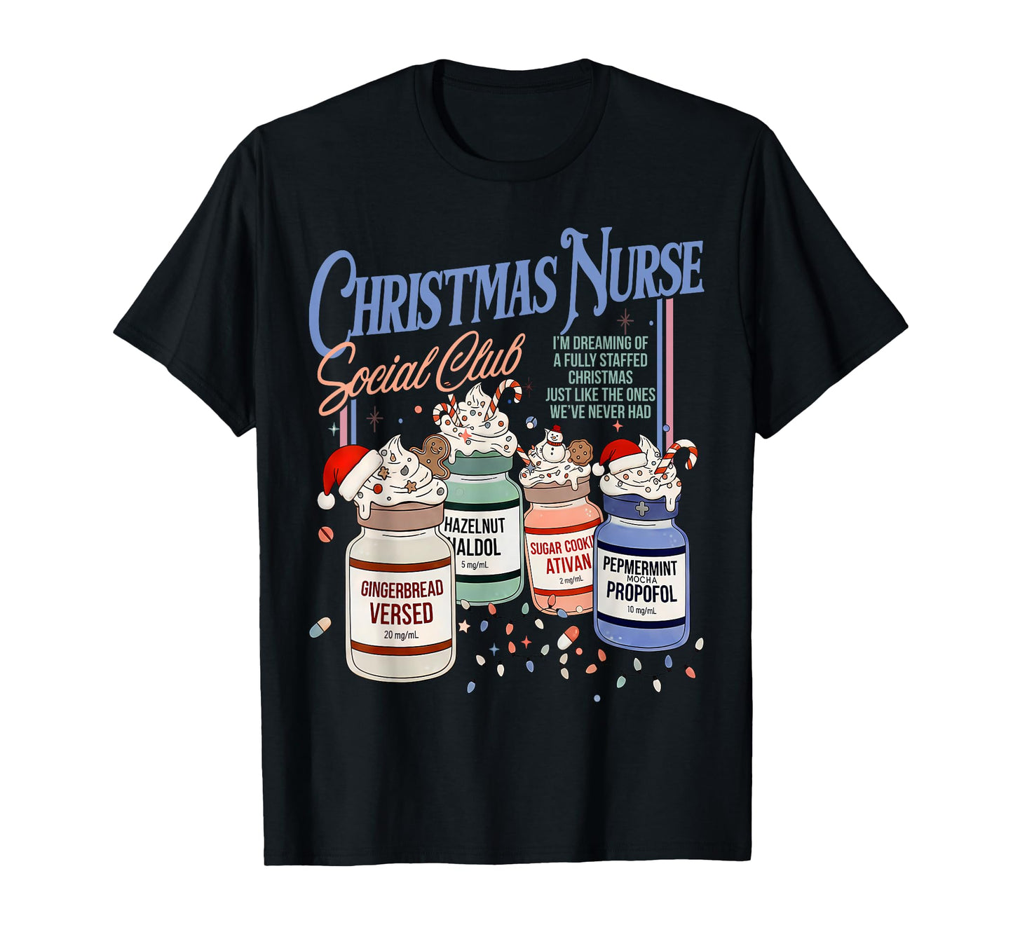 Retro Christmas Nurse Social ICU Nurse Propofol Xmas T-Shirt