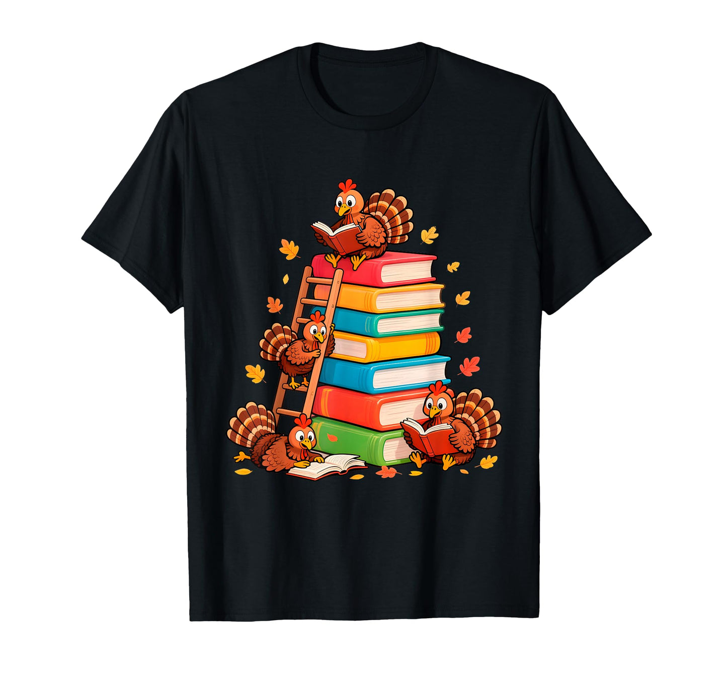 Turkey Reading Books Fall Teacher Librarian Thanksgiving T-Shirt