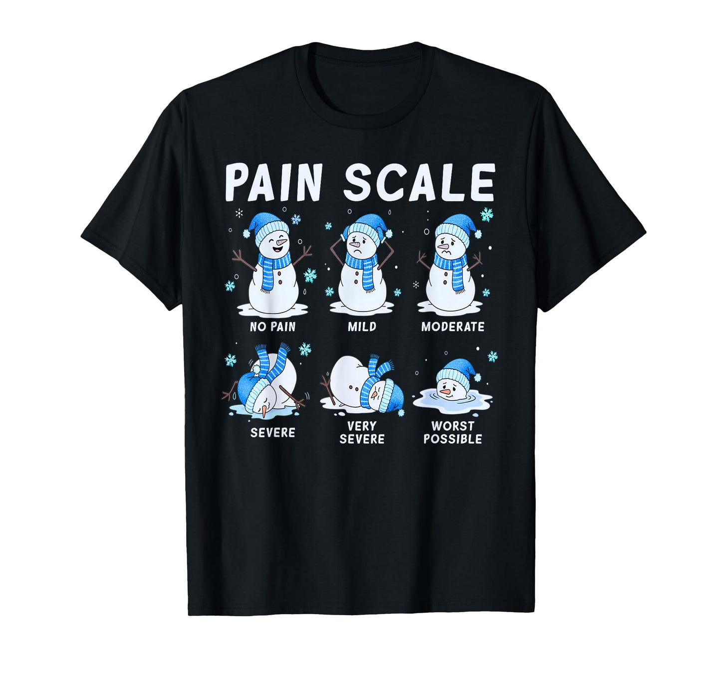 Pain Scale Snowman Nurse Christmas Xmas Snow Pajamas Holiday T-Shirt