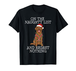 Funny Christmas Chesapeake Bay Retriever Naughty List T-Shirt