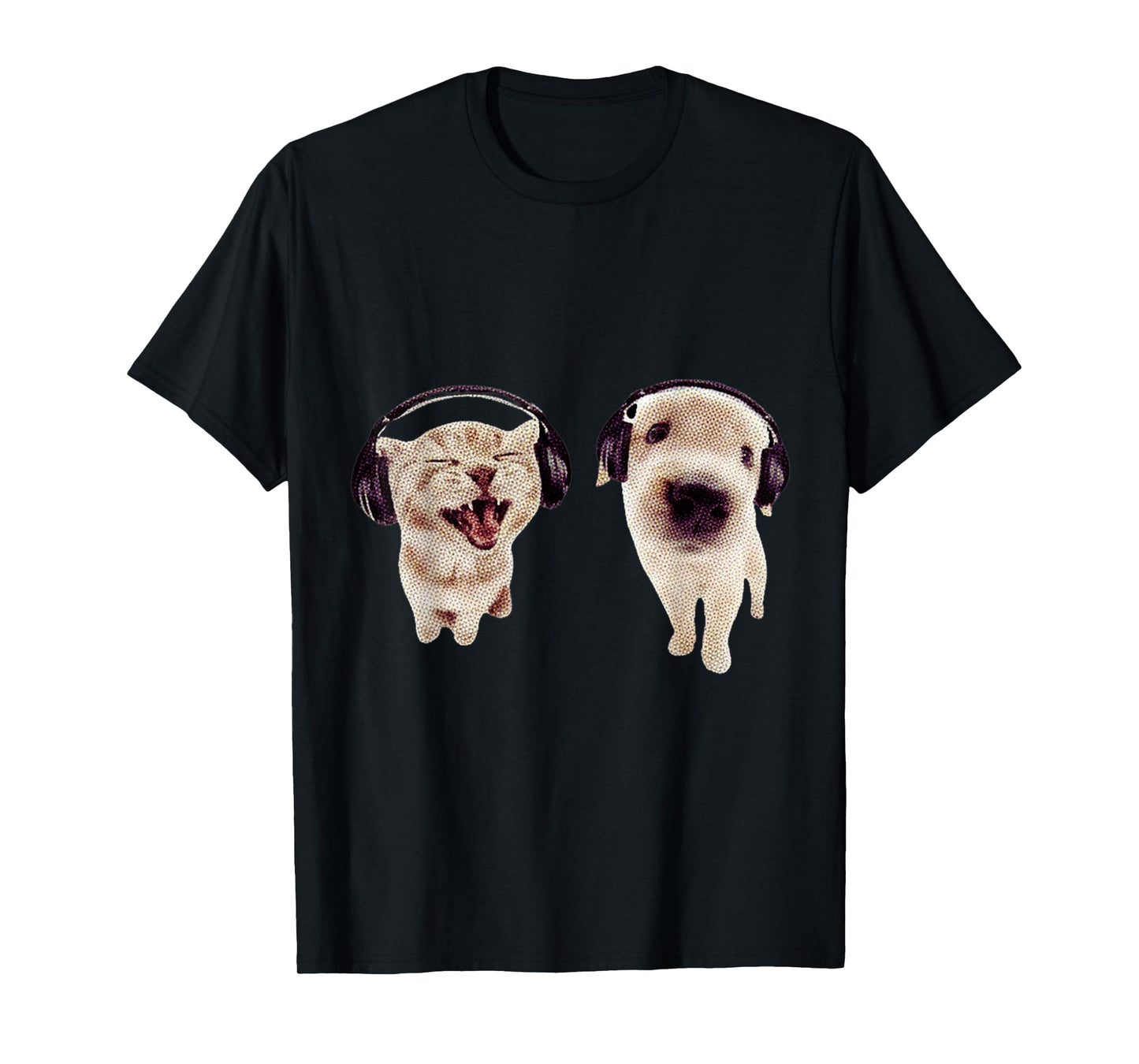 Cute Headphones Cat Dog Funny Y2K Grunge Silly Graphic Gift T-Shirt