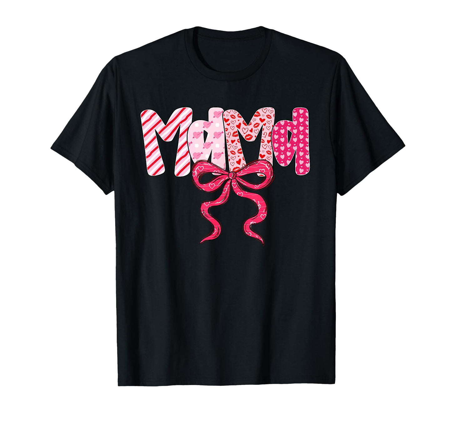 Mama Valentine Pink Coquette Bow Valentine's Day Mom T-Shirt