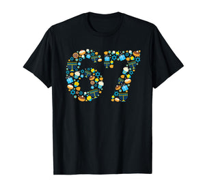 Hanukkah Menorah Dreidel 67 Festive Chanukah Six Seven Meme T-Shirt