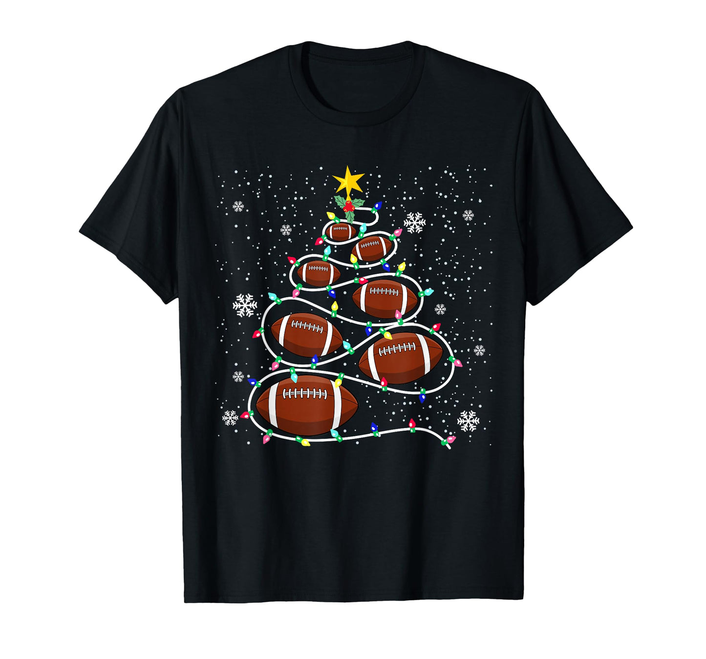 Football Christmas Tree Light Xmas Football Boys Girls Kids T-Shirt