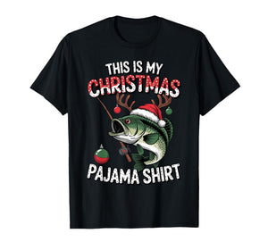 This is My Christmas Pajama Bass Fish Santa Hat Toddler Boys T-Shirt
