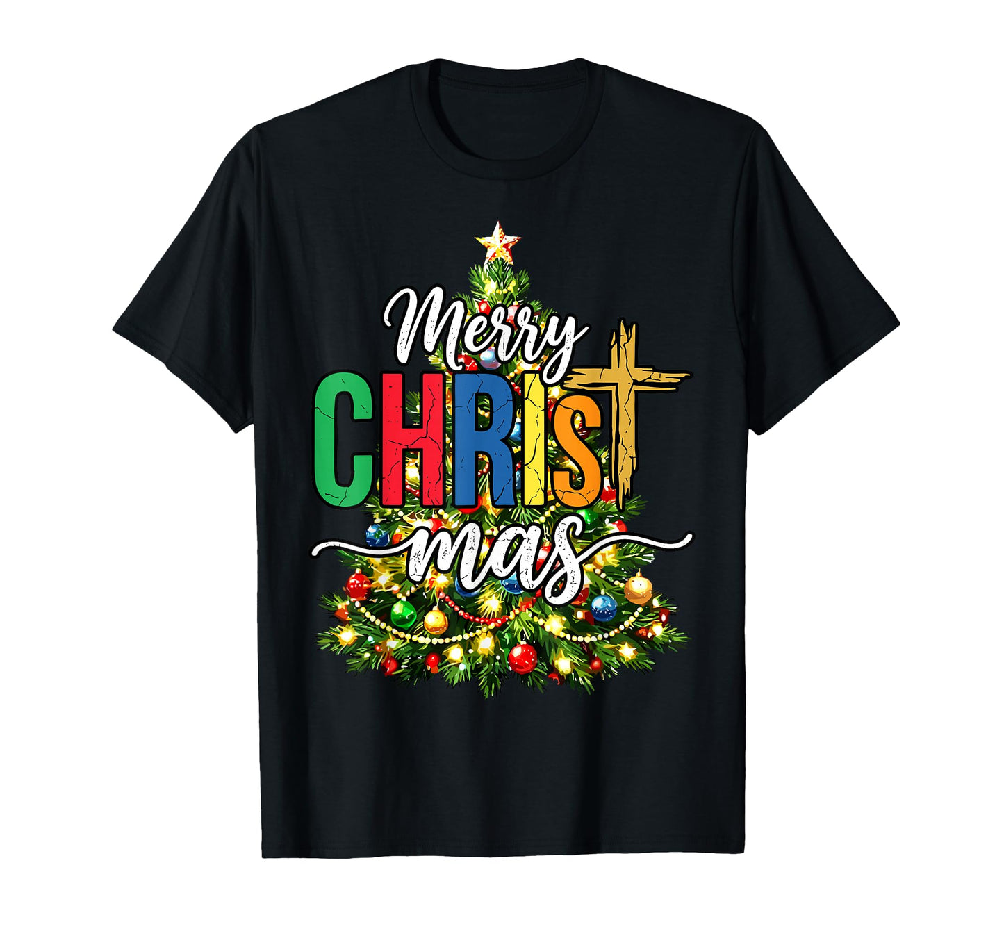 Merry Christmas Tree Christian Xmas T-Shirt