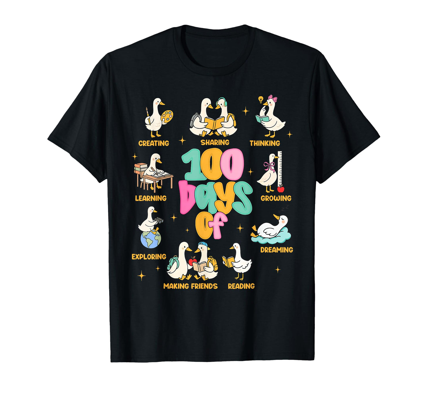 100 Days of School Silly Goose Teacher Men Women 100th Day T-Shirt