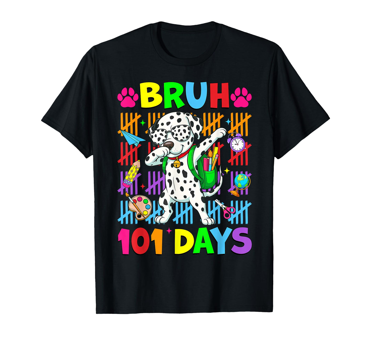Bruh 100 Days of School Dalmatian Dog Dabbing 100th Day Kids T-Shirt
