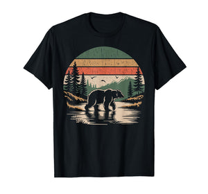 Retro Wilderness Bear Trees Wildlife Nature Vintage Forest T-Shirt