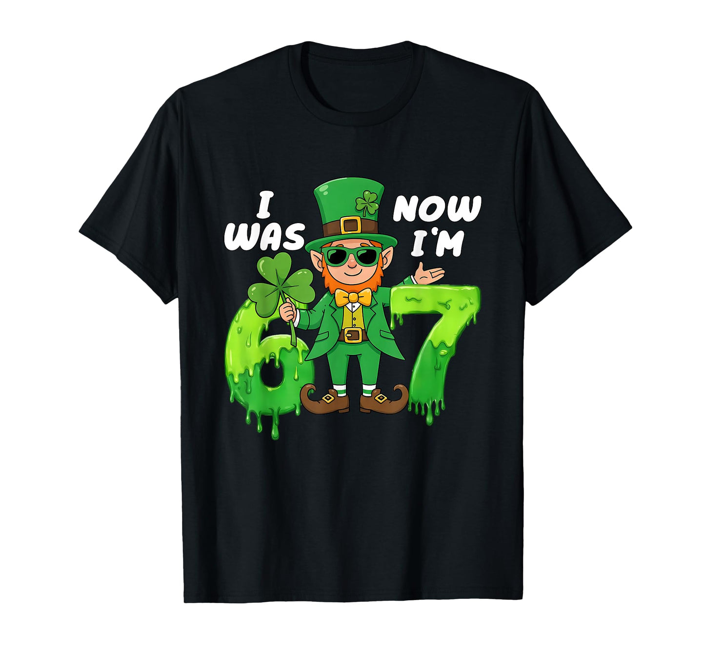 I was 6 Now Im 7 Leprechaun St Patricks Day 7th Birthday Boy T-Shirt