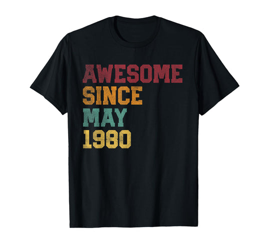 Awesome Since May 1980 46th Birthday 46 Years Old - Retro T-Shirt