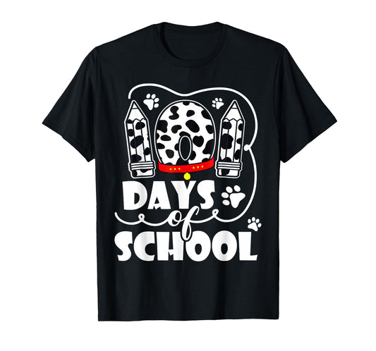 100 Days of School Dalmatian Dog Kids 100 Days Smarter T-Shirt