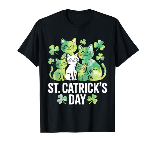 St Patricks Tie Dye Catricks Day Cats Saint Pattys Cat Lover T-Shirt
