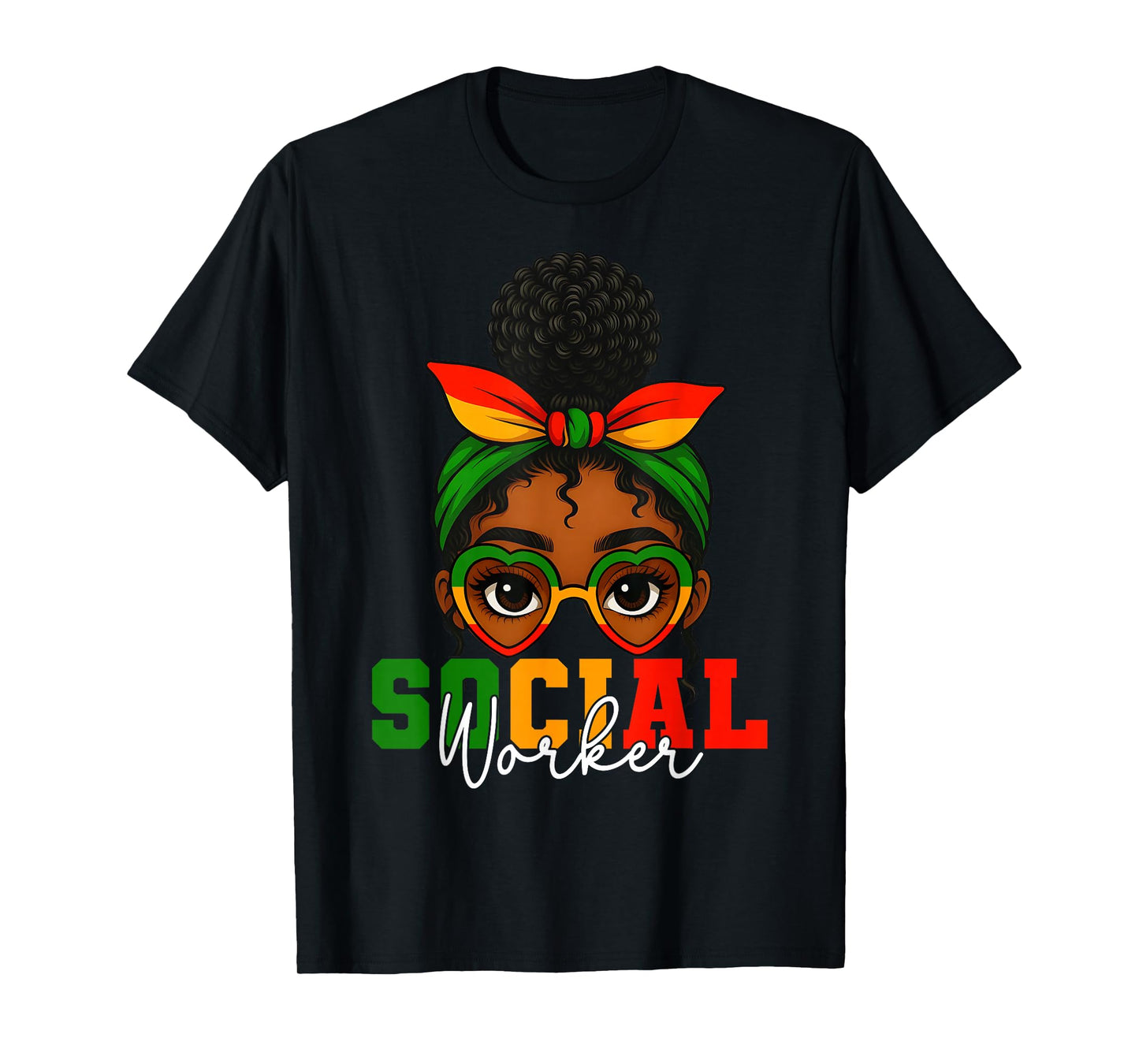 Social Worker Afro Girl Black History Month Flag Bandana T-Shirt