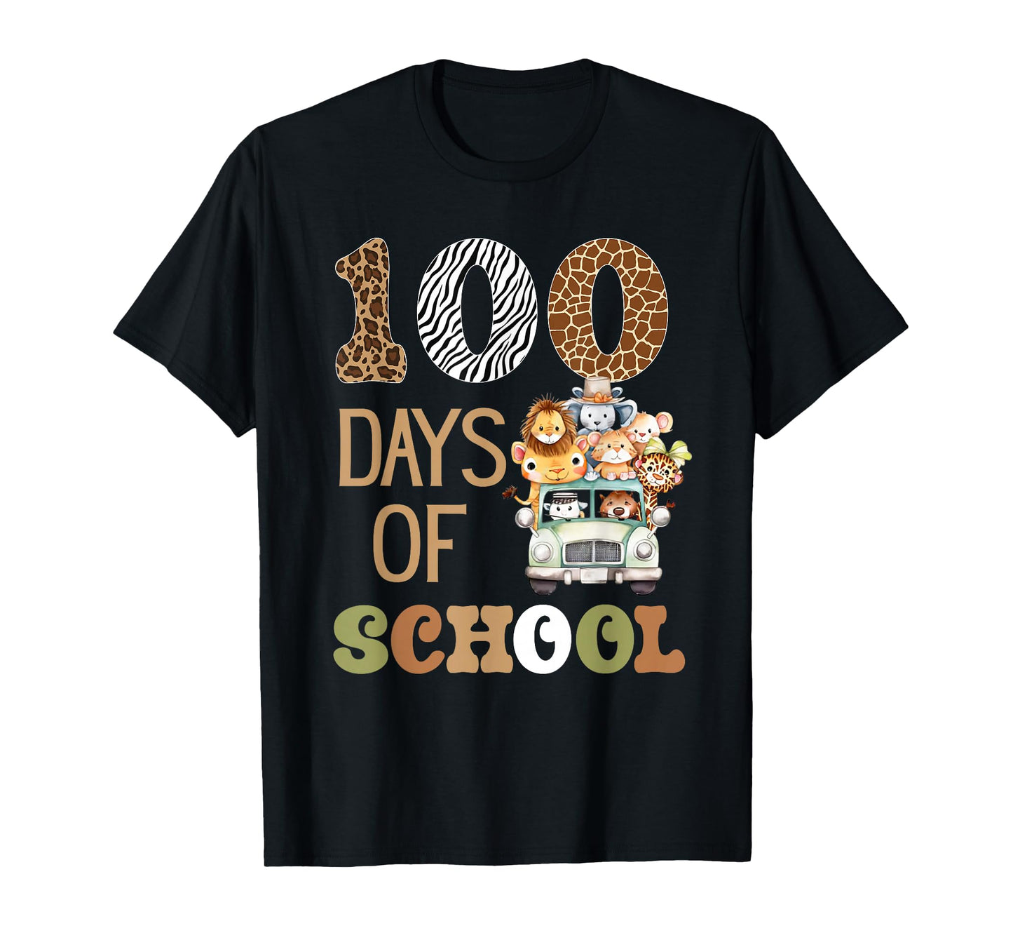 Wild 100 Days of School Zoo Safari Animals Happy 100th Day T-Shirt