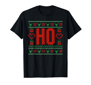 Where My Ho's at Ugly Christmas Sweater Couples Matching T-Shirt
