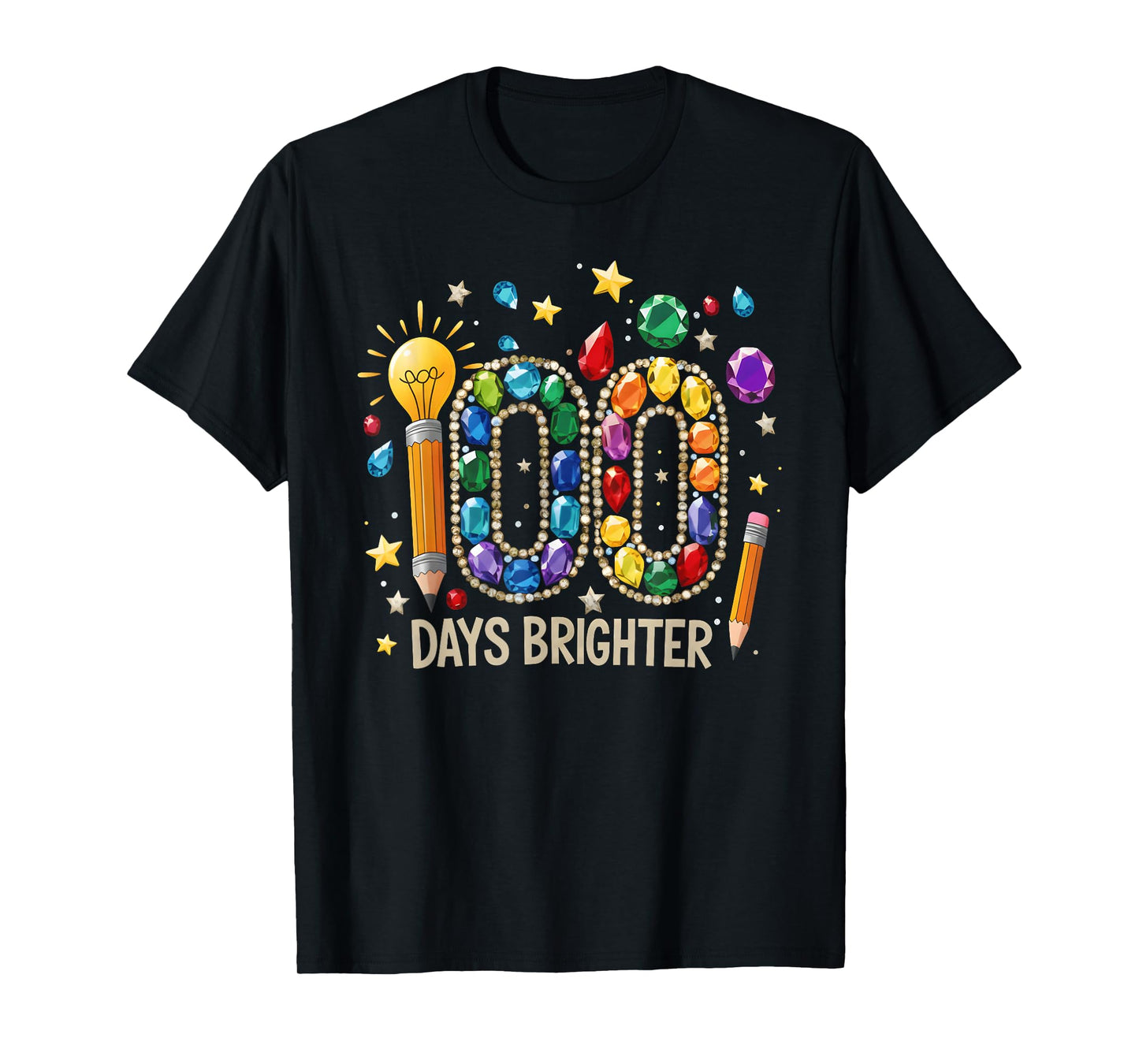 100 Days Brighter Happy 100 Days of School Teachers Kids T-Shirt