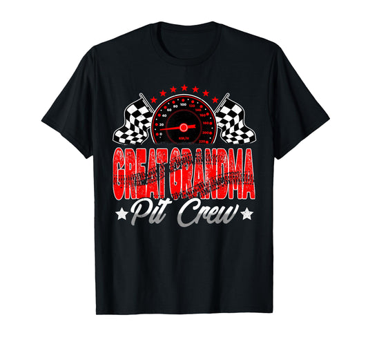 Great Grandma Pit Crew Racing Car Family Matching Birthday T-Shirt