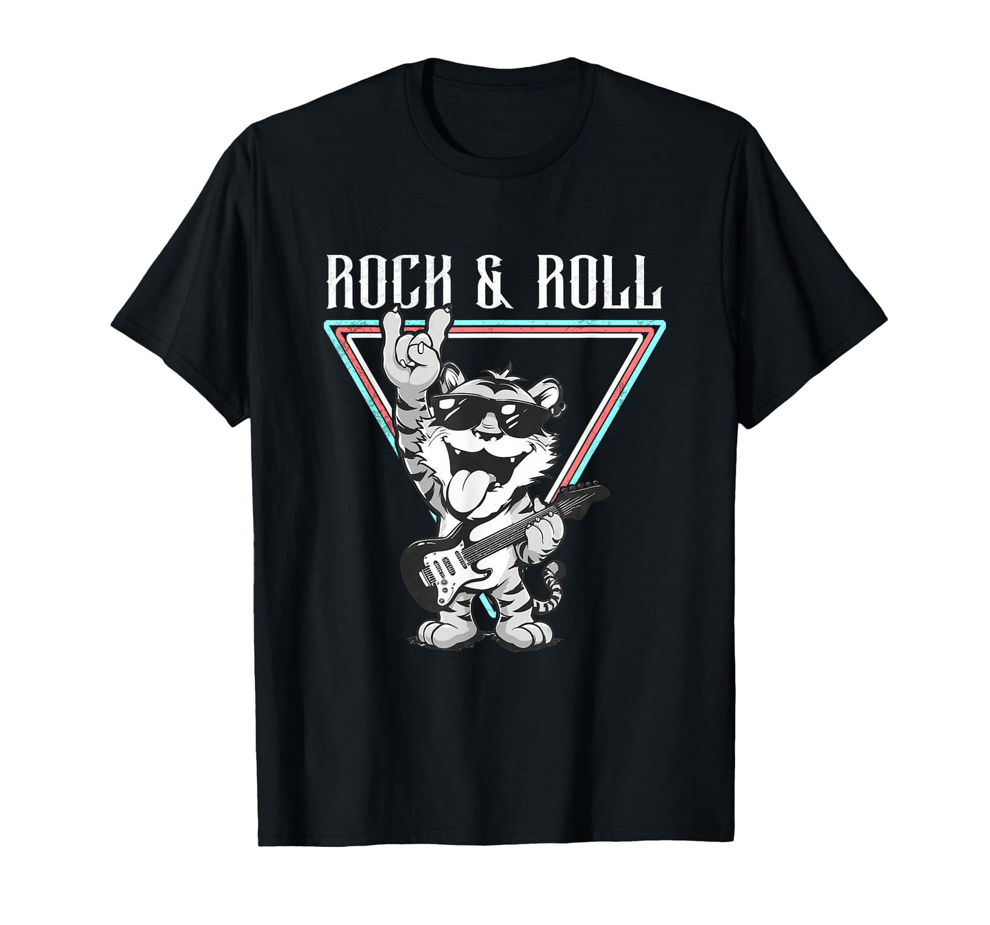 Rock & Roll Cool Tiger Playing Guitar T-Shirt