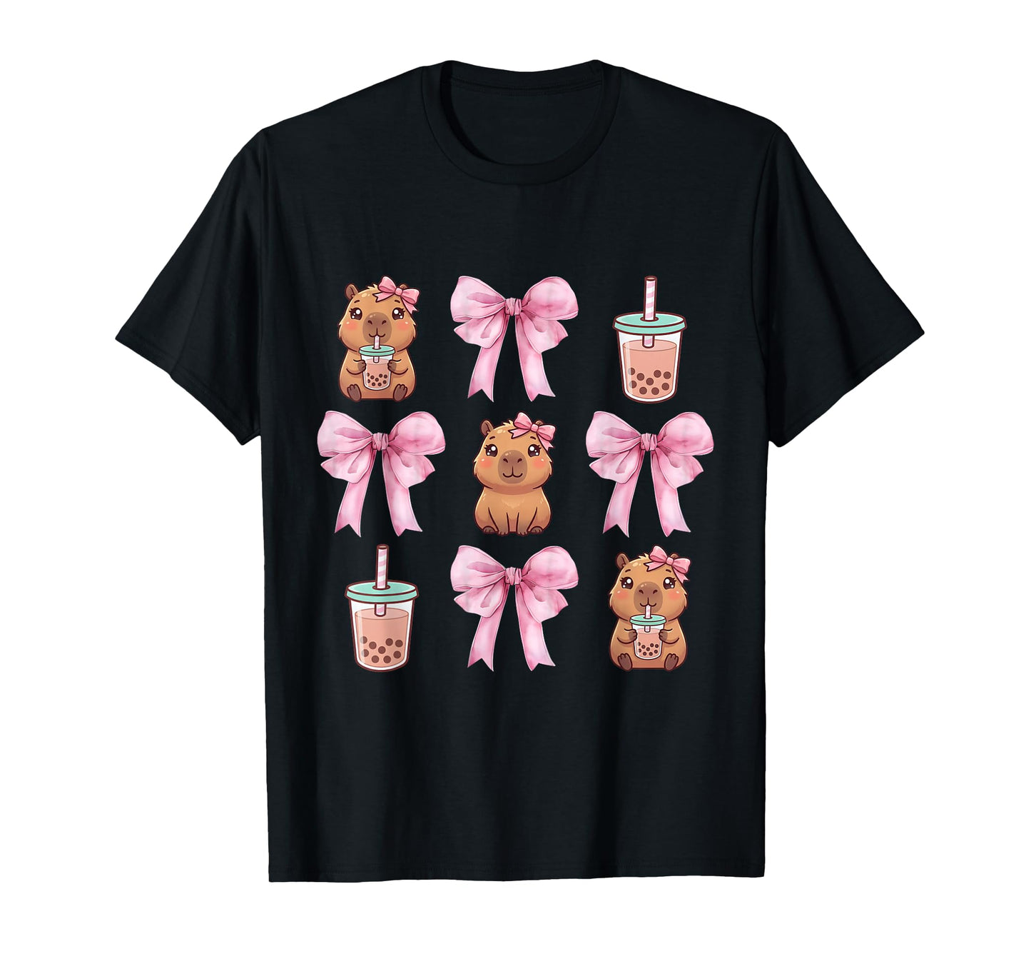 Cute Capybara Kawaii Capybara Drinking Bubble Tea Lover T-Shirt