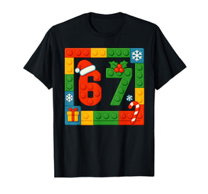 67 Christmas Building Blocks Six Seven Meme Brick Builder T-Shirt