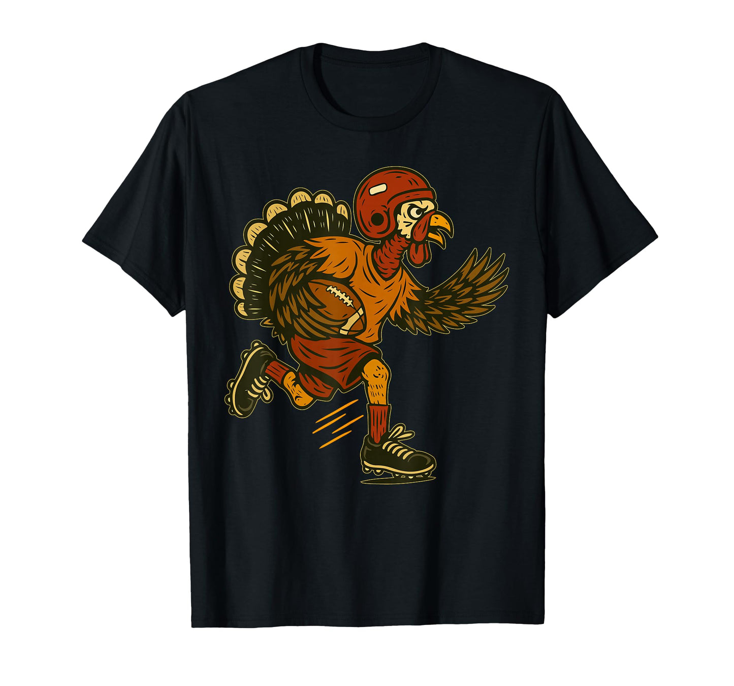 Thanksgiving Turkey Playing Football Men Boys Kids Funny T-Shirt