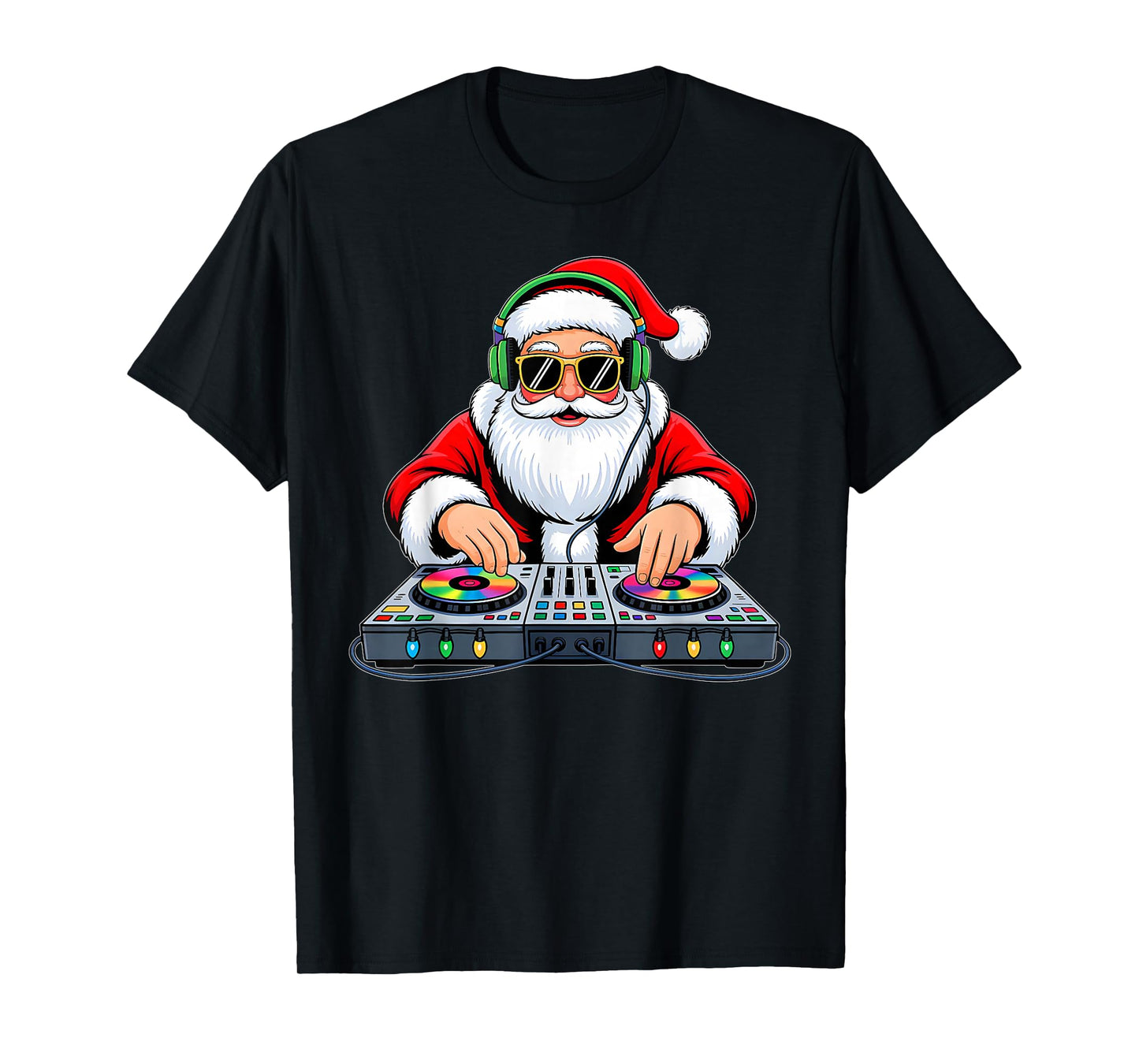 Funny Christmas DJ Santa Xmas Turntable Music Men Boys T-Shirt