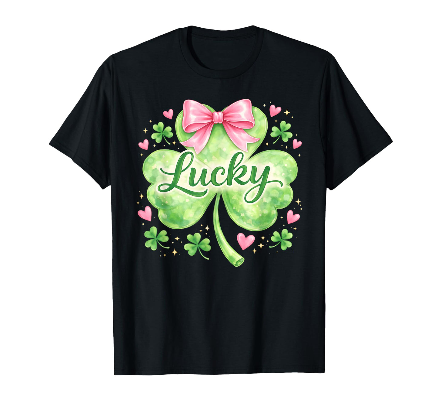 Lucky Shamrock Coquette Bow St Patrick's Day Clover Shirt T-Shirt