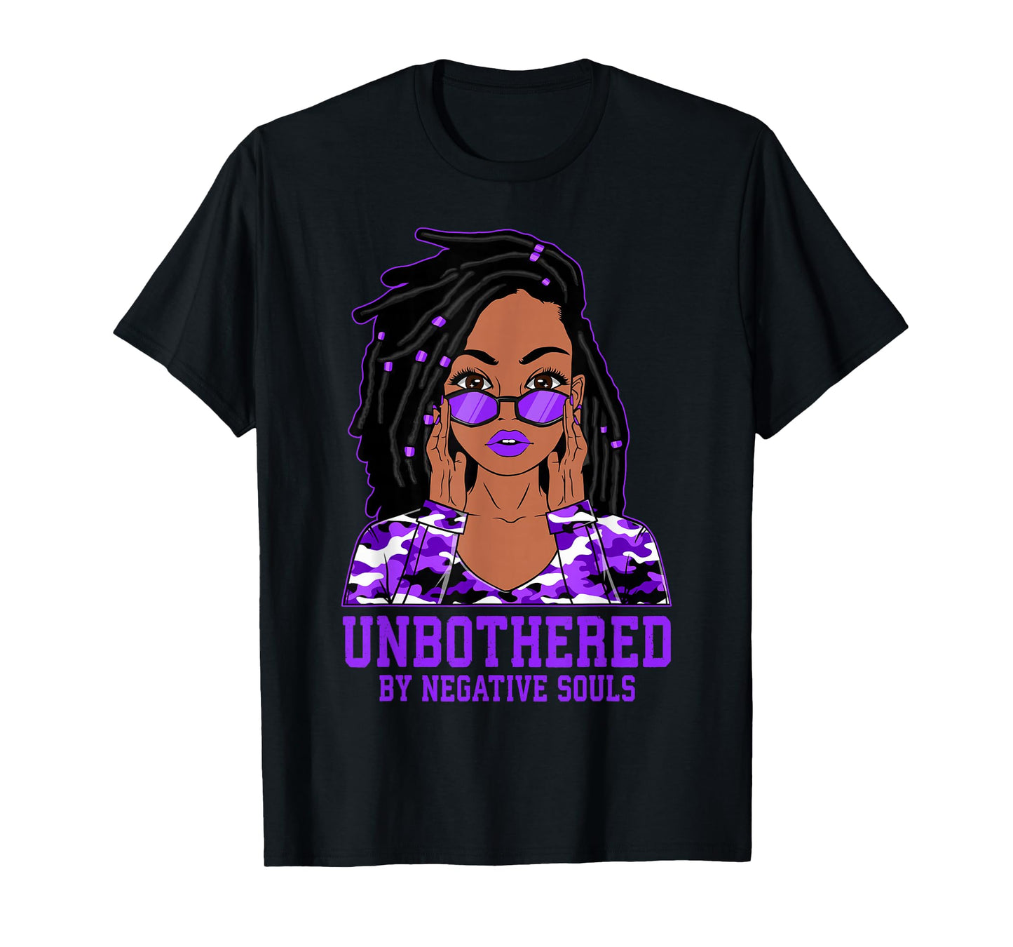 Unbothered Dreadlocks Loc'd Hair Black Woman Girl Camo T-Shirt