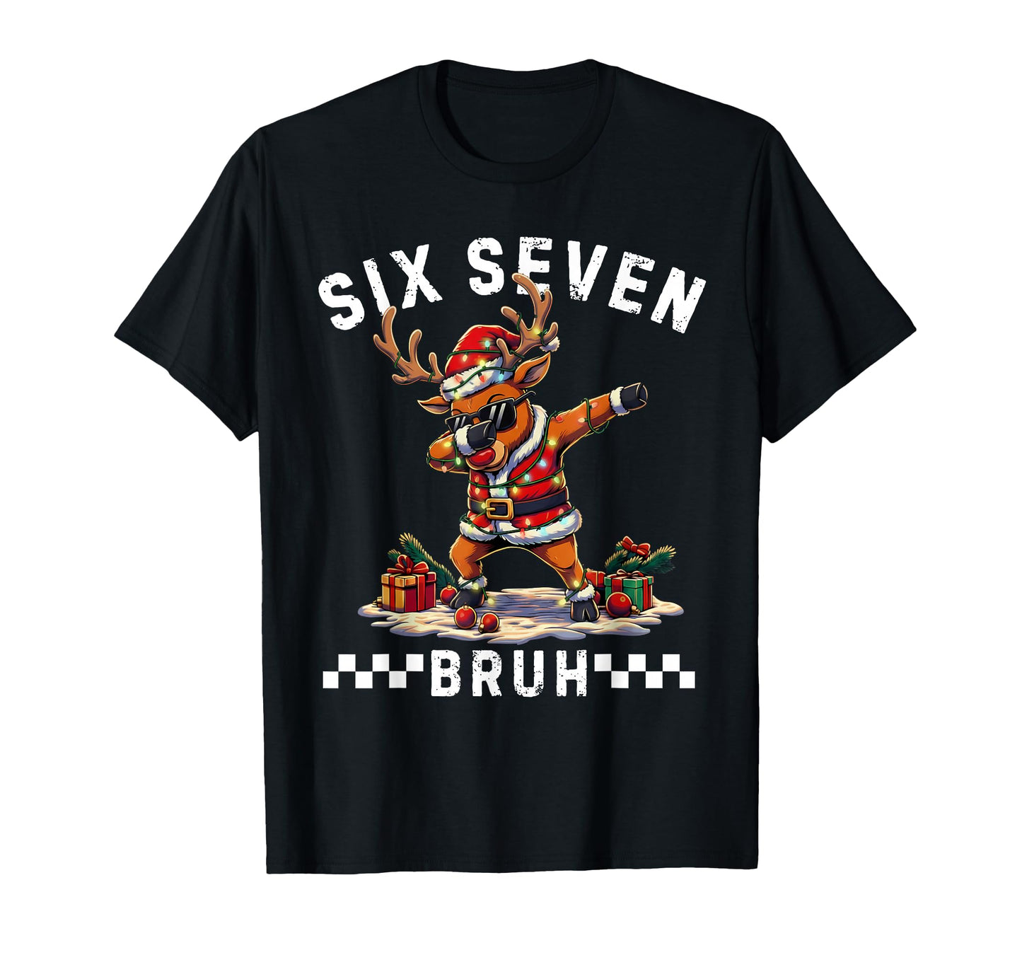 Funny 67 Christmas Six Seven Meme Dabbing Reindeer Boys T-Shirt