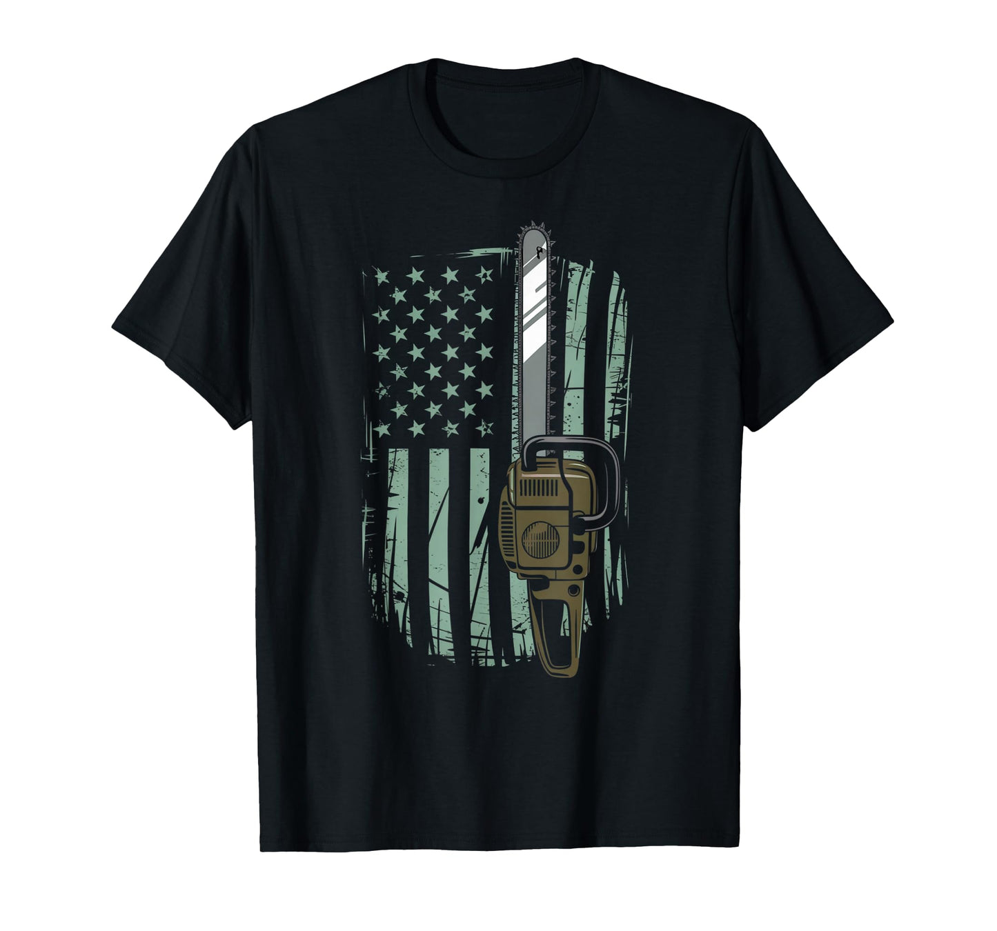 Chainsaw American Flag Funny Independence Day - Woodworker T-Shirt