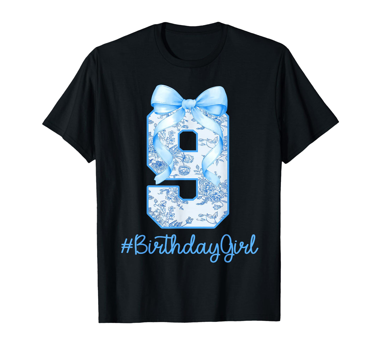 9 Year Old Birthday Girl Coquette Bow 9th Birthday T-Shirt