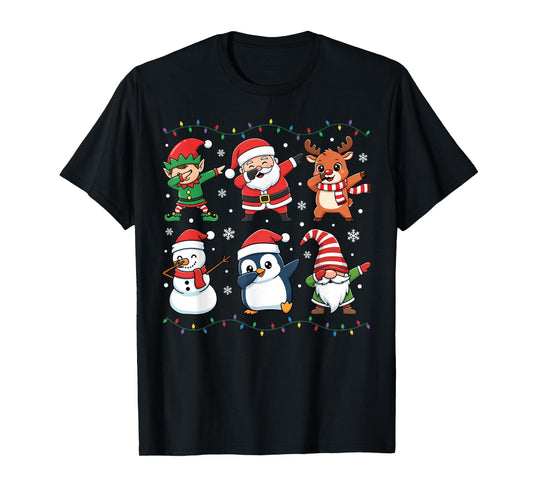 Cute Christmas Dabbing Santa Elf Reindeer Boys Girls Xmas T-Shirt